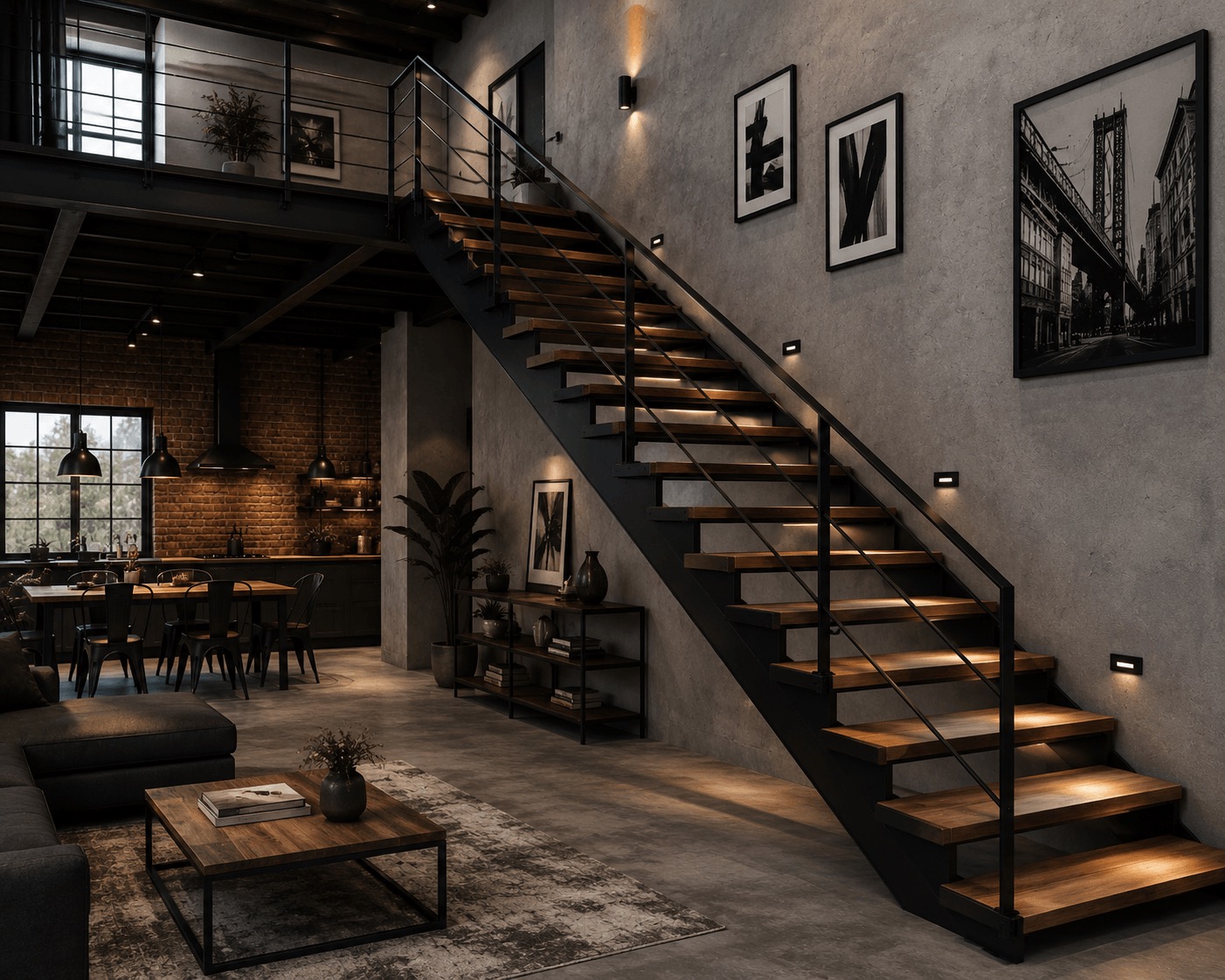Loft сходи на металевому косоурі